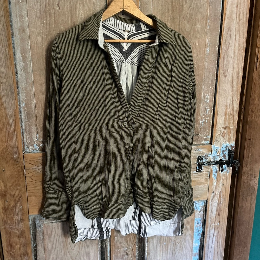 Free people olive striped pullover